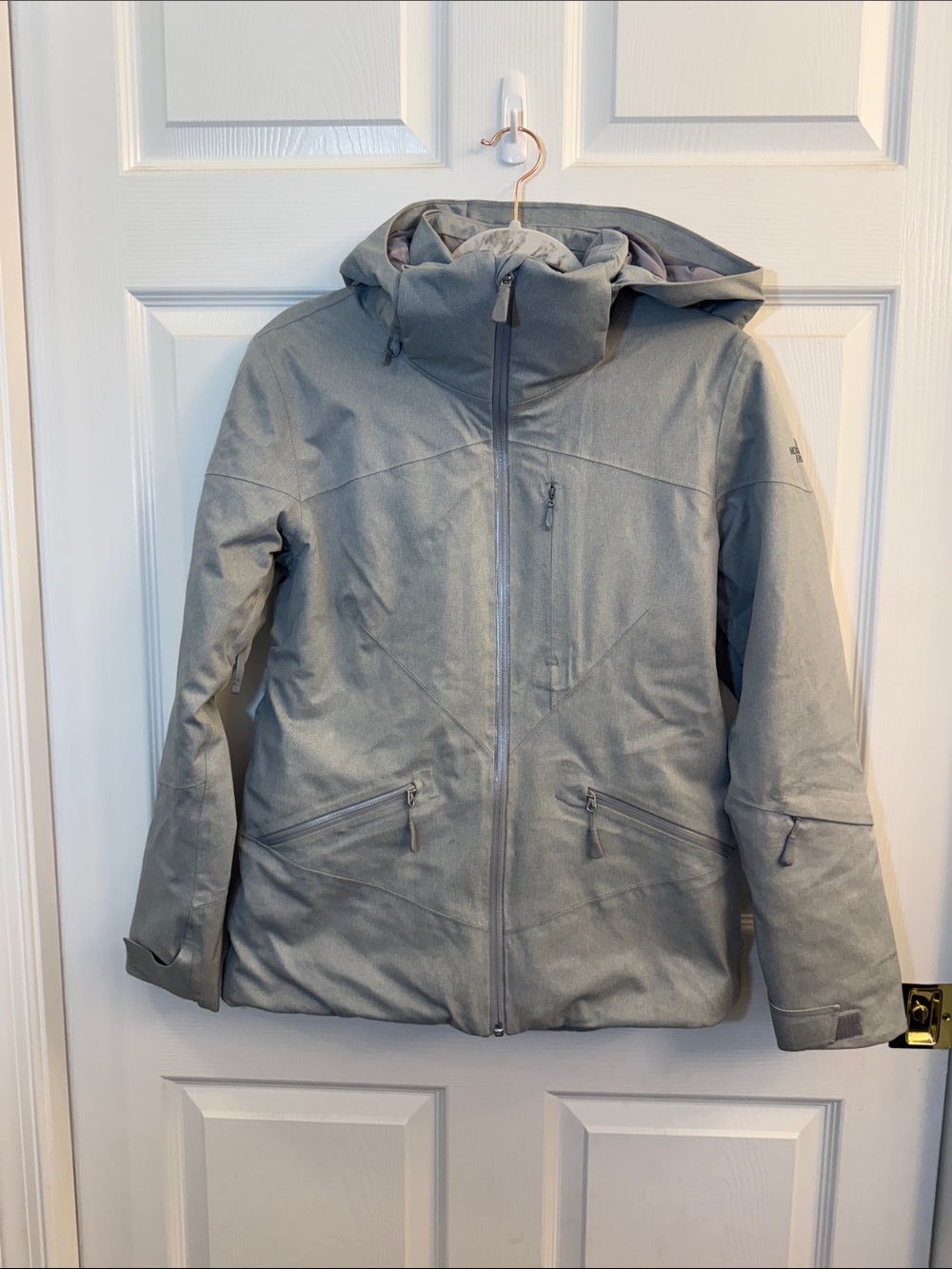 The North Face Women's Light Gray Hooded Ski Jacket